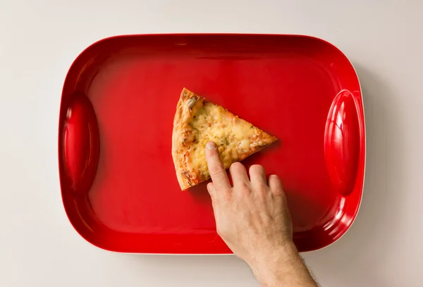 Play gombot készült pizza vágott piros tálca Jogdíjmentes Stock Képek