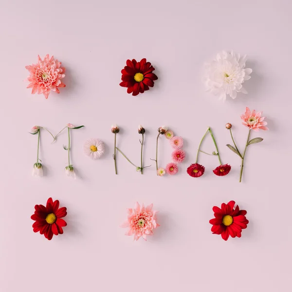 Word "MONDAY" made of flowers — Stock Photo, Image