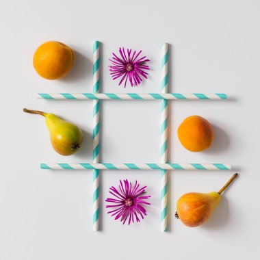 Tic tac toe made of natural things  clipart