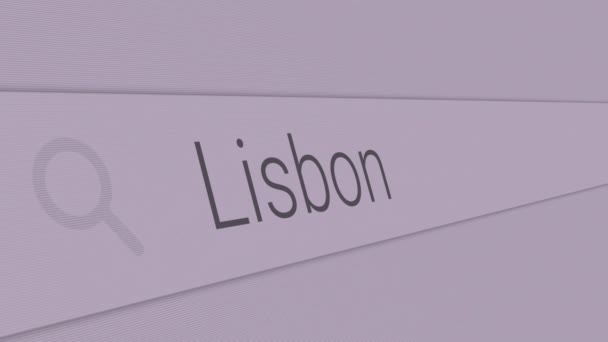 Lisboa Digitando Melhores Lugares Para Visitar Europa Barra Pesquisa — Vídeo de Stock