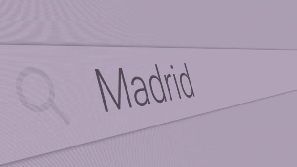 Madrid Digitando Melhores Lugares Para Visitar Europa Barra Pesquisa — Vídeo de Stock