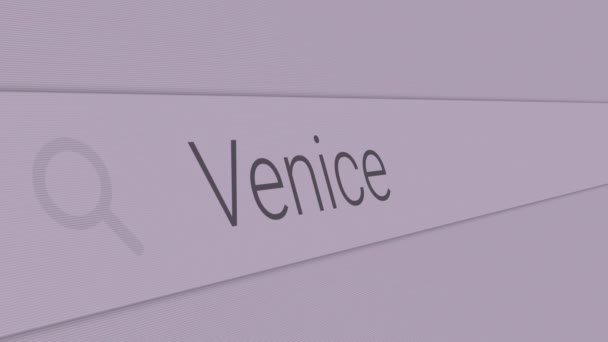 Венеція Надрукувати Найкращі Місця Відвідування Європи Концепції Пошукового Бару — стокове відео