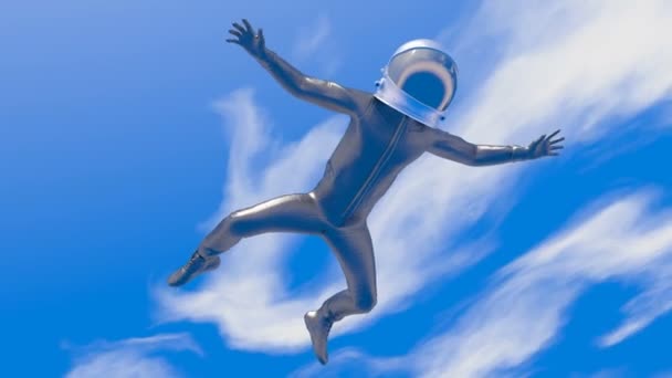Spaceman Caída Libre Del Cielo — Vídeo de stock
