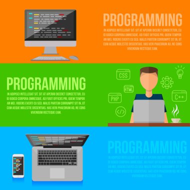 Programcı çalışma yer. Vektör programcı becerikli alet