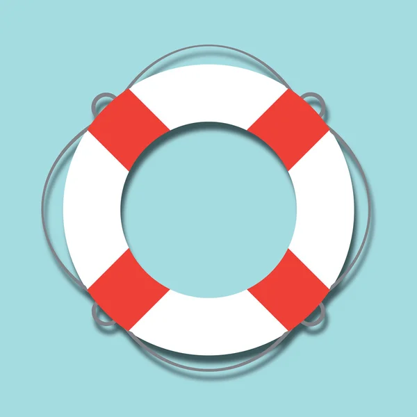 White lifebuoy with red stripes — Stock Vector
