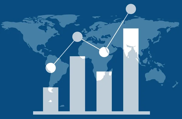 Globales Geschäftskonzept mit Finanzgrafik und Hintergrund zur Weltkarte — Stockvektor