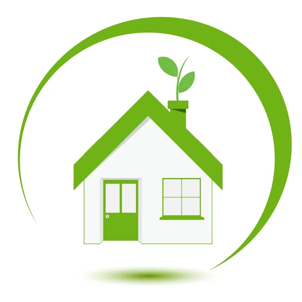 Gröna huset ikonen — Stock vektor