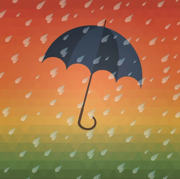 Regn och paraply på höstens färgbakgrund — Stock vektor