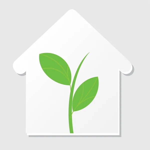 Ícone de silhueta em casa com broto verde — Vetor de Stock