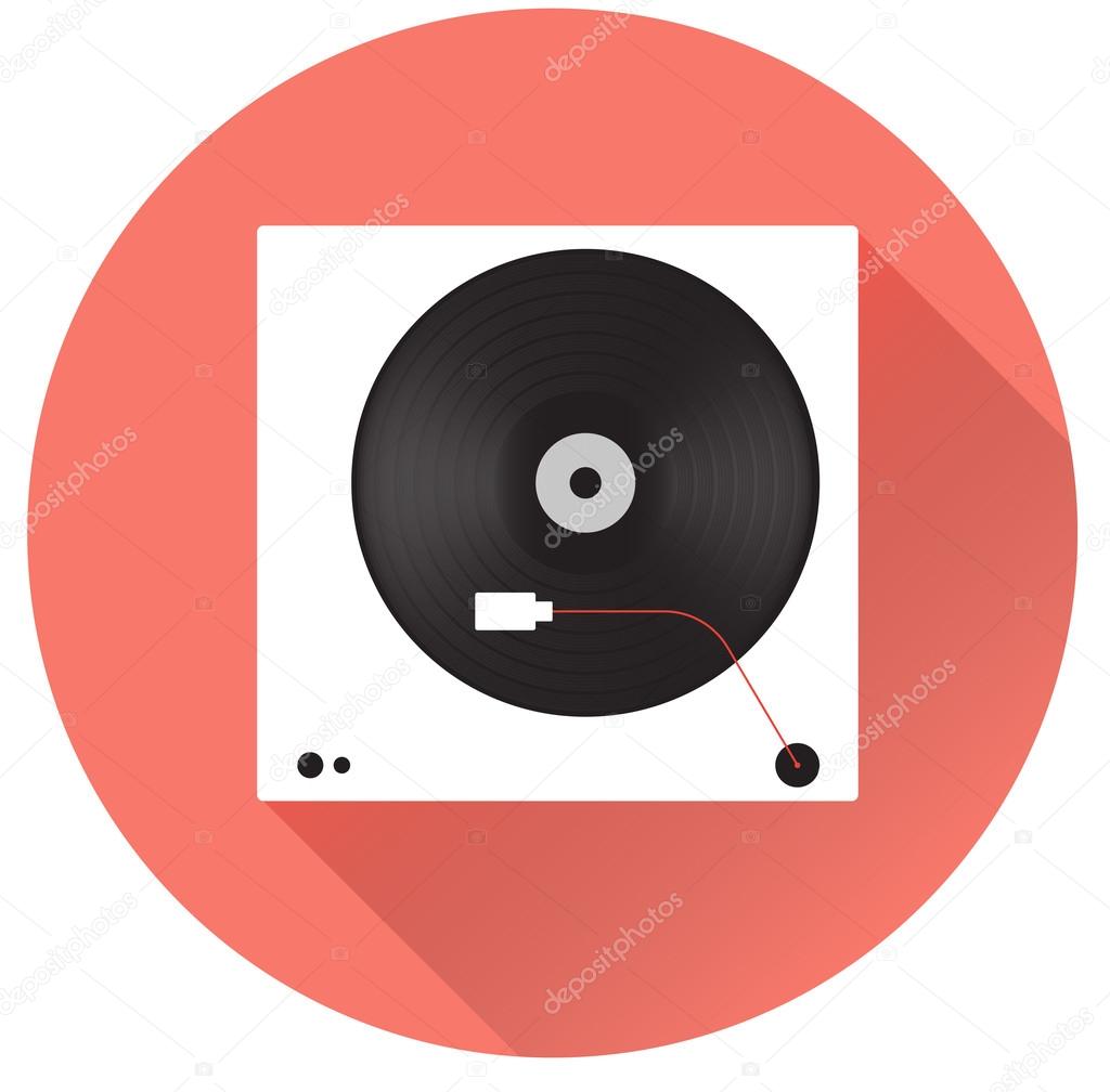 Player for vinyl record. Flat vector illustration.
