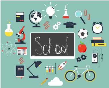 Düz tasarım arka plan okula dönüş