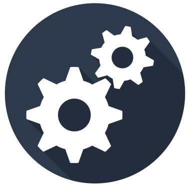 Uzun gölge ile dişli simgesini