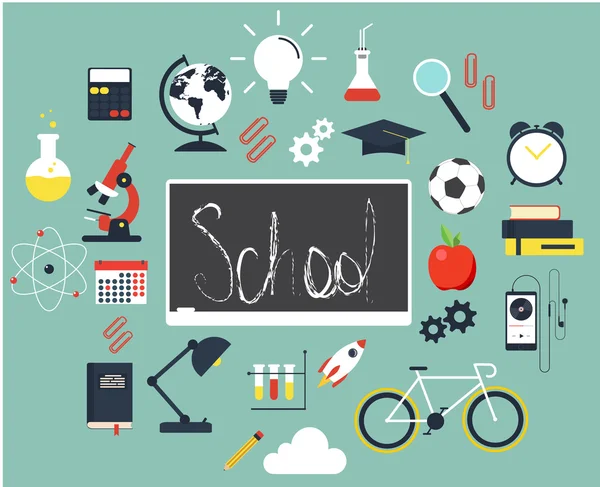 Düz tasarım arka plan okula dönüş