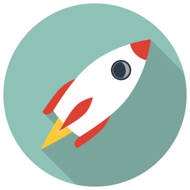 Roket simgesi, düz vektör çizim