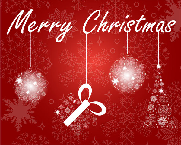 Рождественские шары из снежинки на красном фоне
.