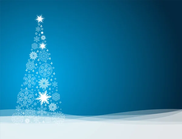 Vector fundo de Natal com árvore feita de flocos de neve — Vetor de Stock