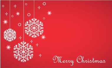 Vektör Noel arka plan, kırmızı kar taneleri asılı