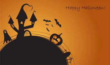 Cadılar Bayramı arka plan ev ve yarasalar illüstrasyon vektör