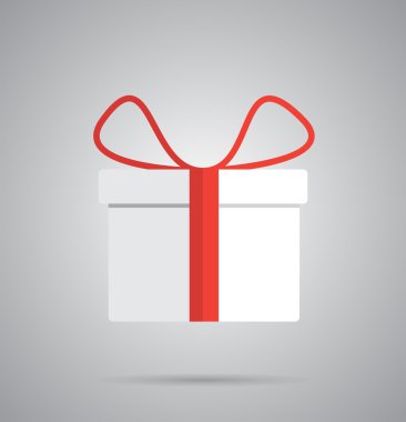 Kırmızı kurdeleli beyaz hediye kutusu