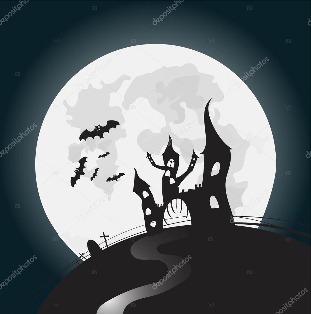 Halloween full moon night background