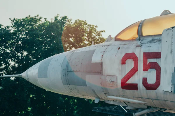 Gün batımında uçağın burnu