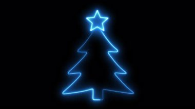 Noel Ağacı Yıldız Canlandırmasıyla Parlayan Mavi Neon