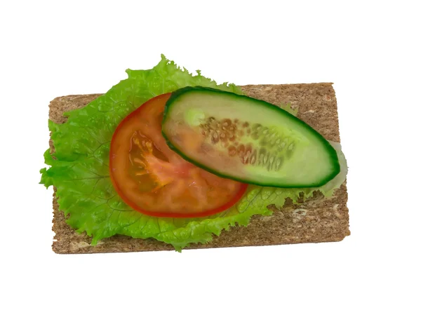 白い背景に軽量の薄い野菜のサンドイッチ — ストック写真