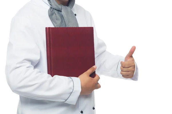 A good cook book in the hands of the chef — Stock Photo, Image