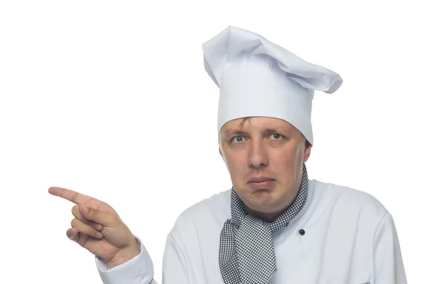Кухар показує руки знак напрямок — стокове фото