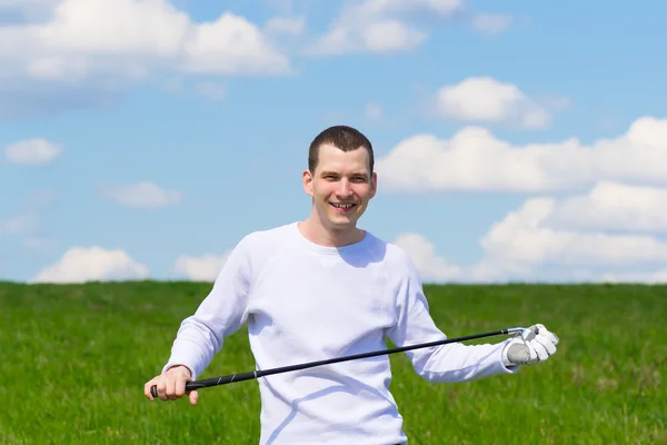 O jogador está experimentando a felicidade do golfe — Fotografia de Stock