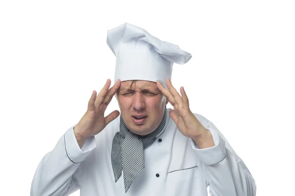 Kocken som håller händerna huvudvärk — Stockfoto
