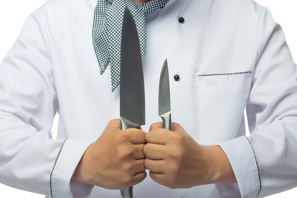 Två knivar i händerna på proffs — Stockfoto
