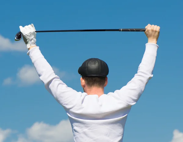 Joueur dans la casquette levé ses mains — Photo