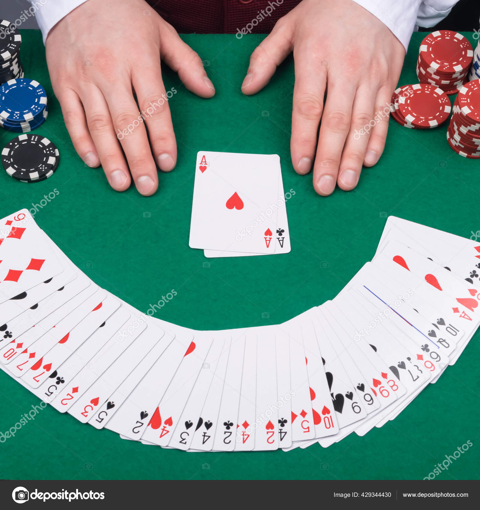 Cartas de poker Ases. Vista superior Stock Photo