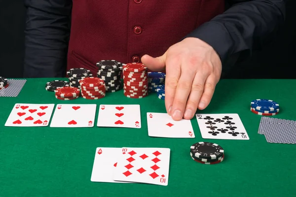 Die Arbeit Des Croupier Pokertisch Nahaufnahme — Stockfoto