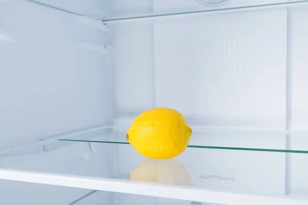 Lemon Refrigerator Glass Shelf White Background — Foto de Stock