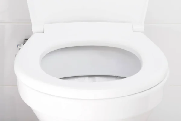 White Toilet Rim Front View Close Stock Picture