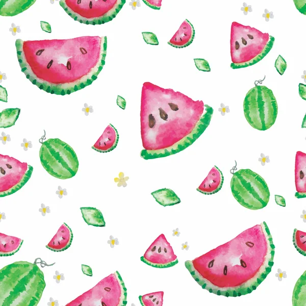 Fresh watermelon pattern watercolor — Wektor stockowy