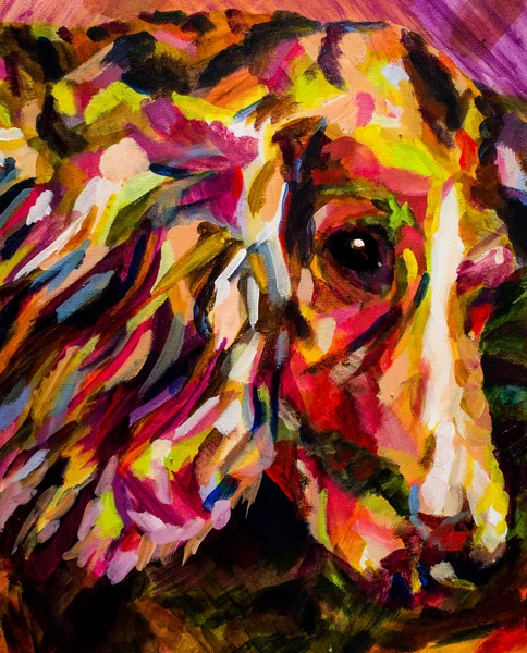 Współczesne Malarstwo akrylowe psa — Zdjęcie stockowe