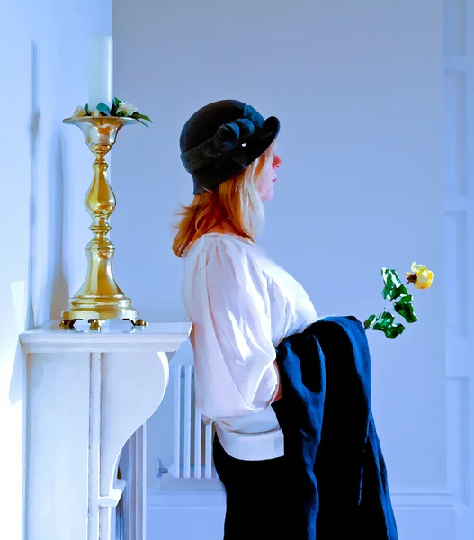 Rose jaune inspirée de Jack Vettriano Valentine Rose, fini dans un style peint — Photo