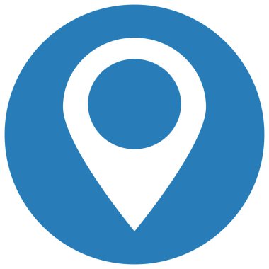 Mavi adres simgesi. Konum simgesi. Harita iğne simgesi. Vektör illüstrasyonu