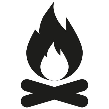 Kamp ateşi simgesi beyaz arkaplanda izole edildi. İkonu ateşle. Vektör illüstrasyonu