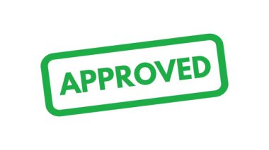 Beyaz arka planda onaylanmış pul animasyonu. Yeşil onaylı damga