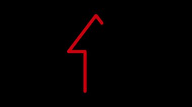 Siyah arkaplanda kırmızı ok animasyonu. Kırmızı ok yukarı doğru hareket eden videoyu işaret ediyor