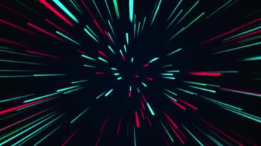 Neon çizgileri arka plan animasyonunu siyah arkaplanda döngüye sokuyor. Parlak neon ışıkları