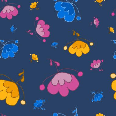 mavi bir arka plan üzerine güzel çiçekler fantezi