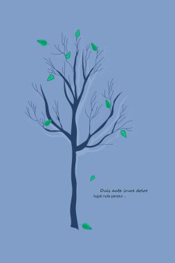 Stilize ağaç yaprakları ve metin ile