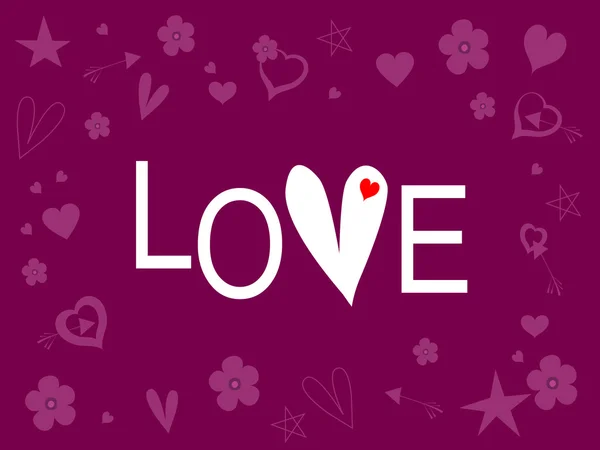Slovo láska na fialová — Stockový vektor