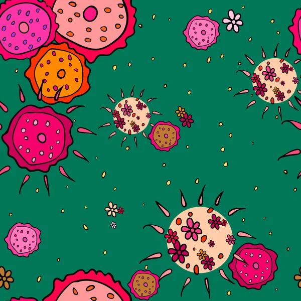 seamless-Pattern-Flower-Dark-Cyan-Lime-Green
