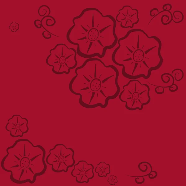 Semaless-patron-fleur-noir-rouge — Image vectorielle